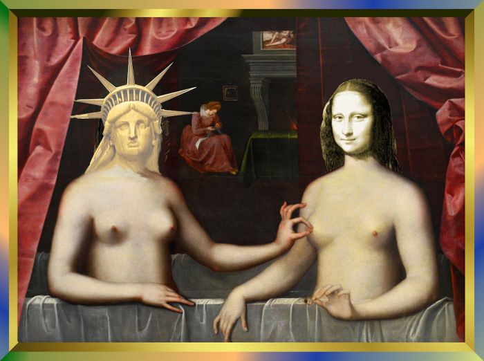 La liberté et Mona Lisa sur le tableau de Gabrielle d'Estrées.